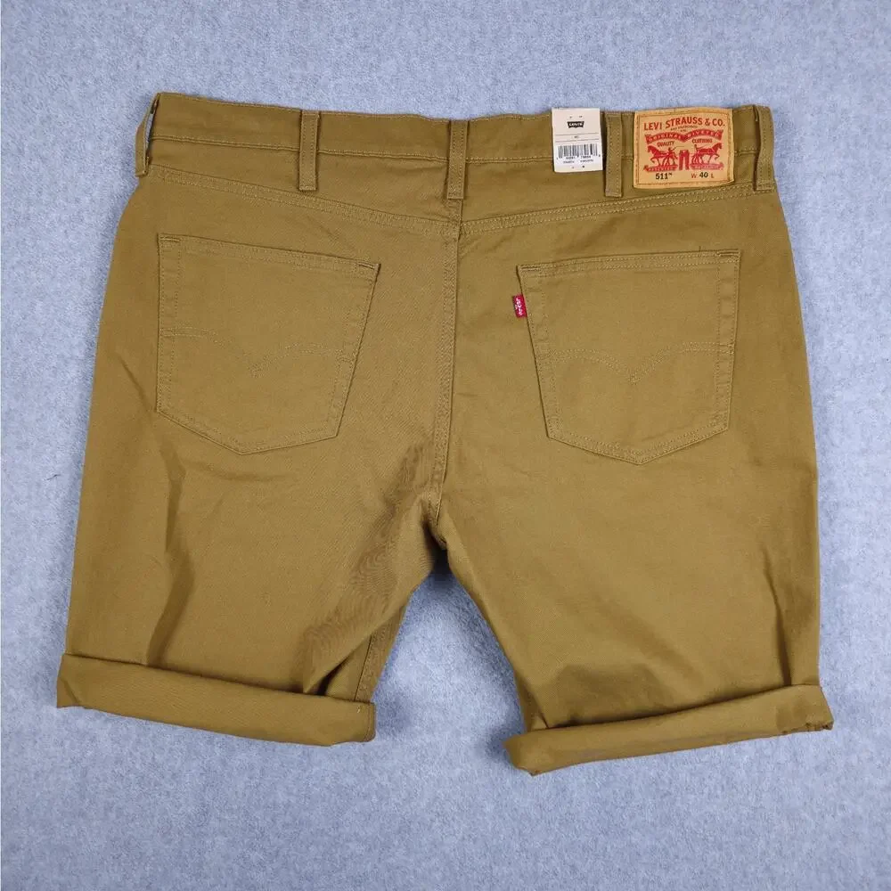 NWT Levi's 511 Mens Size 40 Tan Cut Off Slim Shorts